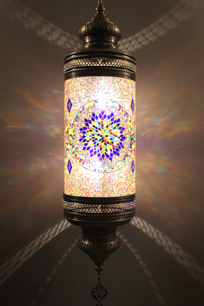 Size 6 Cylinder Antique Mosaic Hanging Lamp